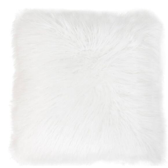 New PILLOWS (2) White 16x16 Faux Shaggy Fur Accent Pillows in original packing - Picture 2 of 8
